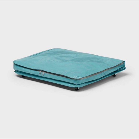 NWT Brightroom Pewter Aqua Storage Bag Collapsible Rolling Bag Tote - Picture 4 of 6